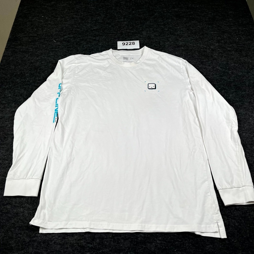 Unisex‎ Shirt 2X White Cotton Crew Neck Offline Graphic Long Sleeve Tech Cyber